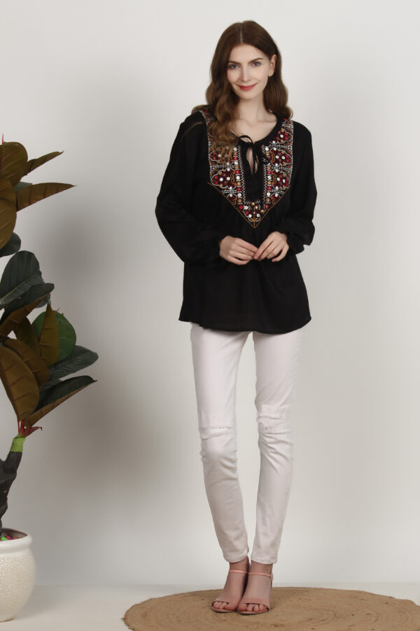 Classic Black Embroidered Top