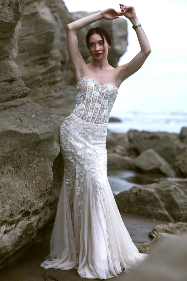 White Mermaid Embroidered Gown