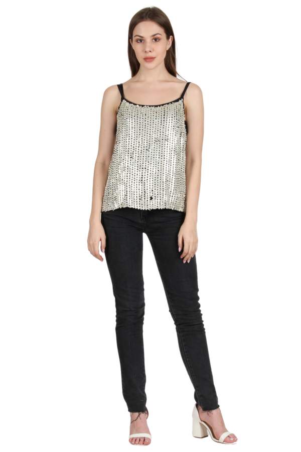 Silver Embellished Strappy Top