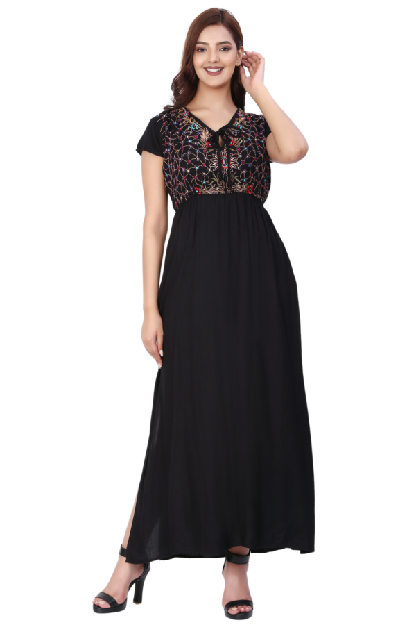 Black Embroidered Maxi Dress