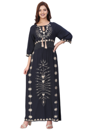 Black Maxi Dress With Dori Detail - Front