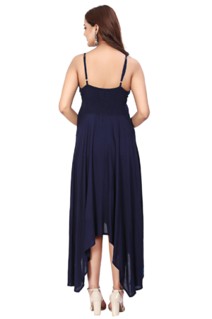 Blue Embroidered Beach Dress - Back