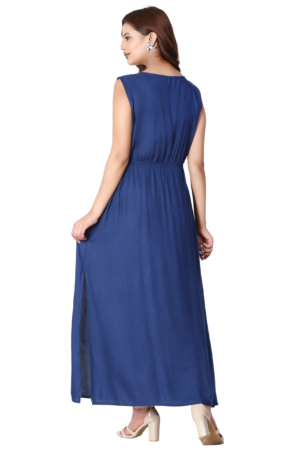 Blue Fit & Flare Summer Dress - Back