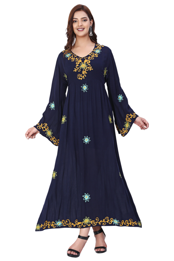 Blue Floral Embroidered Dress
