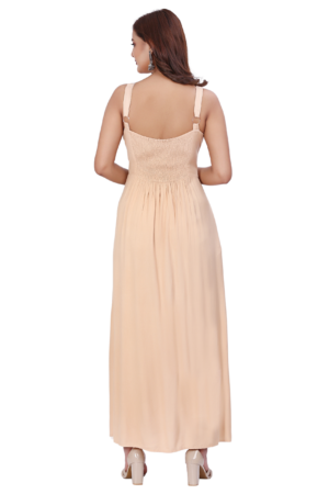 Nude Rayon Summer Long Dress - Back