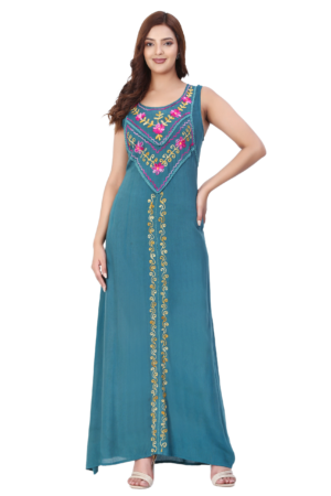 Turquoise Long Maxi Dress - Front