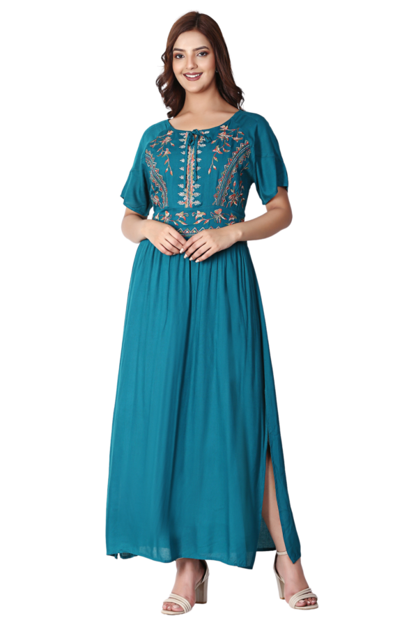 Turquoise Rayon Summer Dress