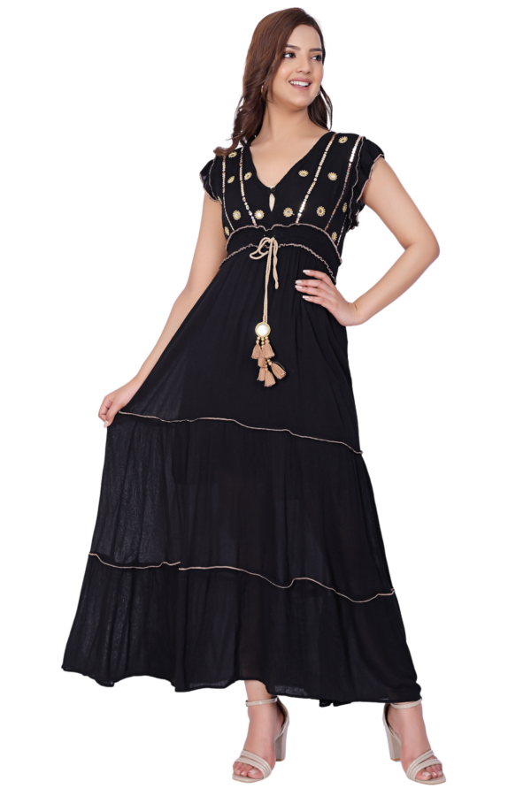 Black Embroidered Peplum Dress