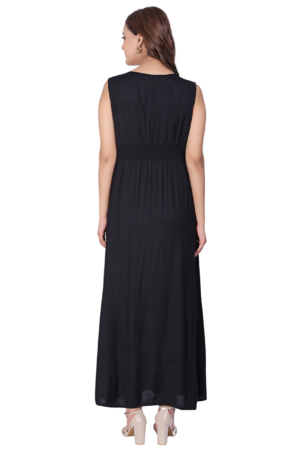 Black Rayon Maxi Dress - Back