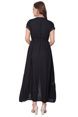 Black Rayon Nightfall Maxi Dress - Back