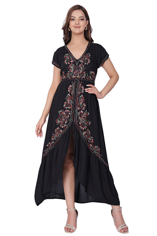 Black Rayon Nightfall Maxi Dress