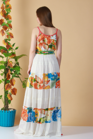 Multi-colour Rayon Floral Strap Dress - Back