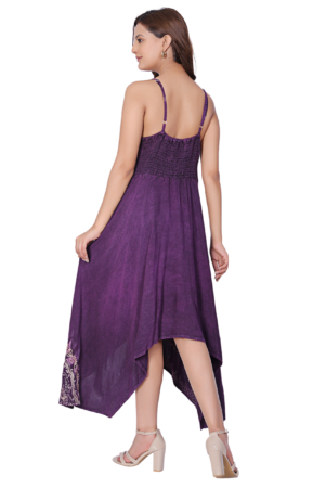 Purple Shoulder Strap High Low Dress - Back