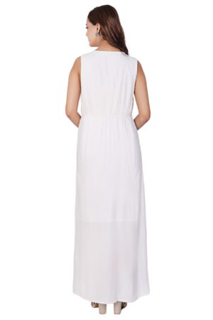 White Embroidered Maxi Dress - Back