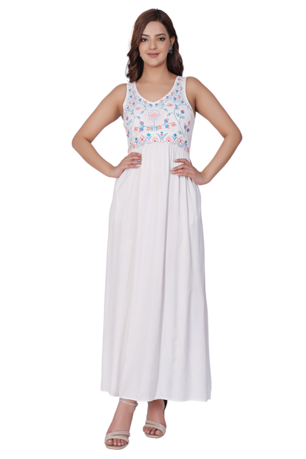 White Fit Flare Maxi Dress