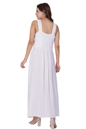 White Rayon Long Dress - Back