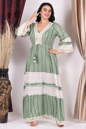 Pista Green Rayon Lace Dress1
