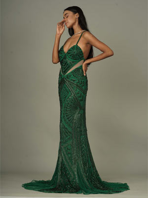 Emerald Green Velvet Gown